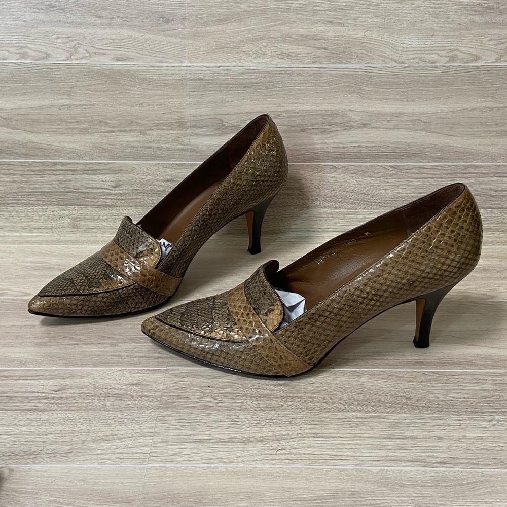 DONALD J PLINER / Tacey Tan & Brown Snakeskin Leather Heels Size 8